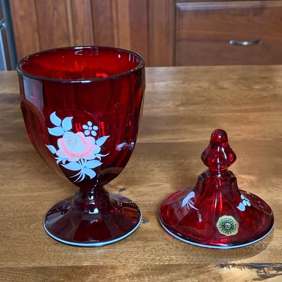 Vintage Westmoreland Glass Colonial Ruby Red Covered Candy Dish - Picture 7 of 11